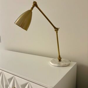 WEST ELM Gold Adjustable Desk Lamp with Marble Base